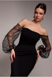Dobby Organza Bishop Sleeve Multiway Maxi Dress - Black by Goddiva