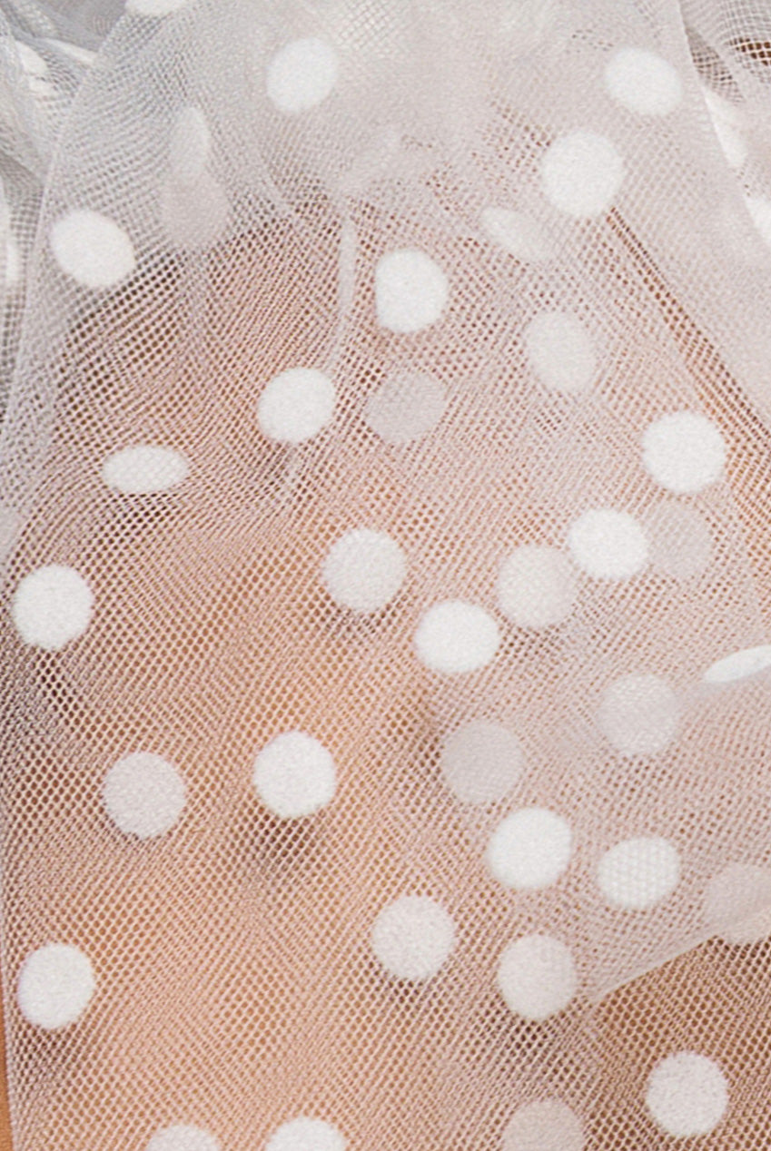 Scuba & Polka Mesh Bella Bow Multiway Maxi Dress - White DR5020