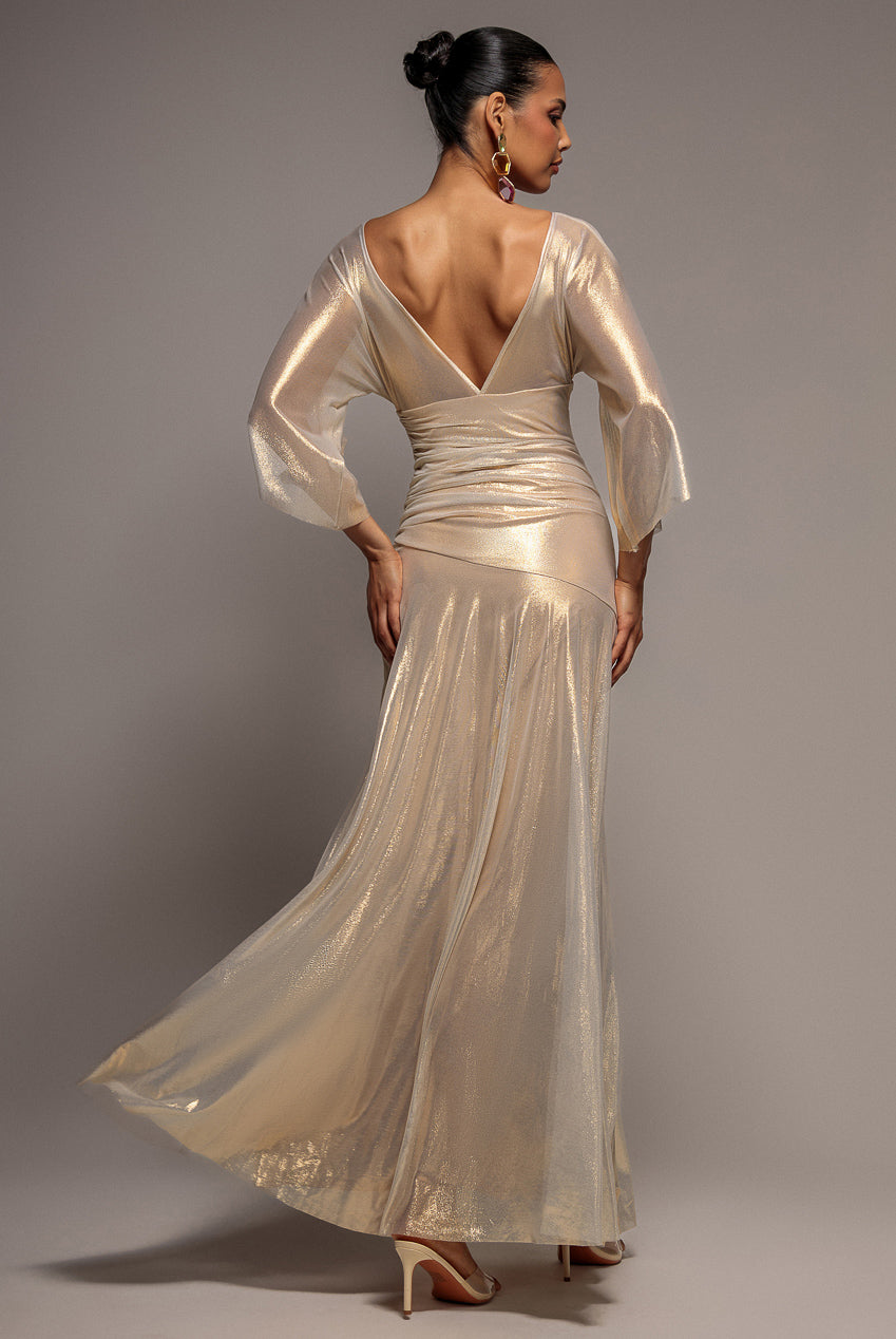 Gravity Defying Naked Maxi Dress - Gold DR5051