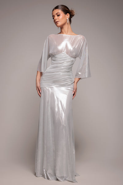 Silver - Gravity Defying Naked Maxi Dress - Silver by Goddiva