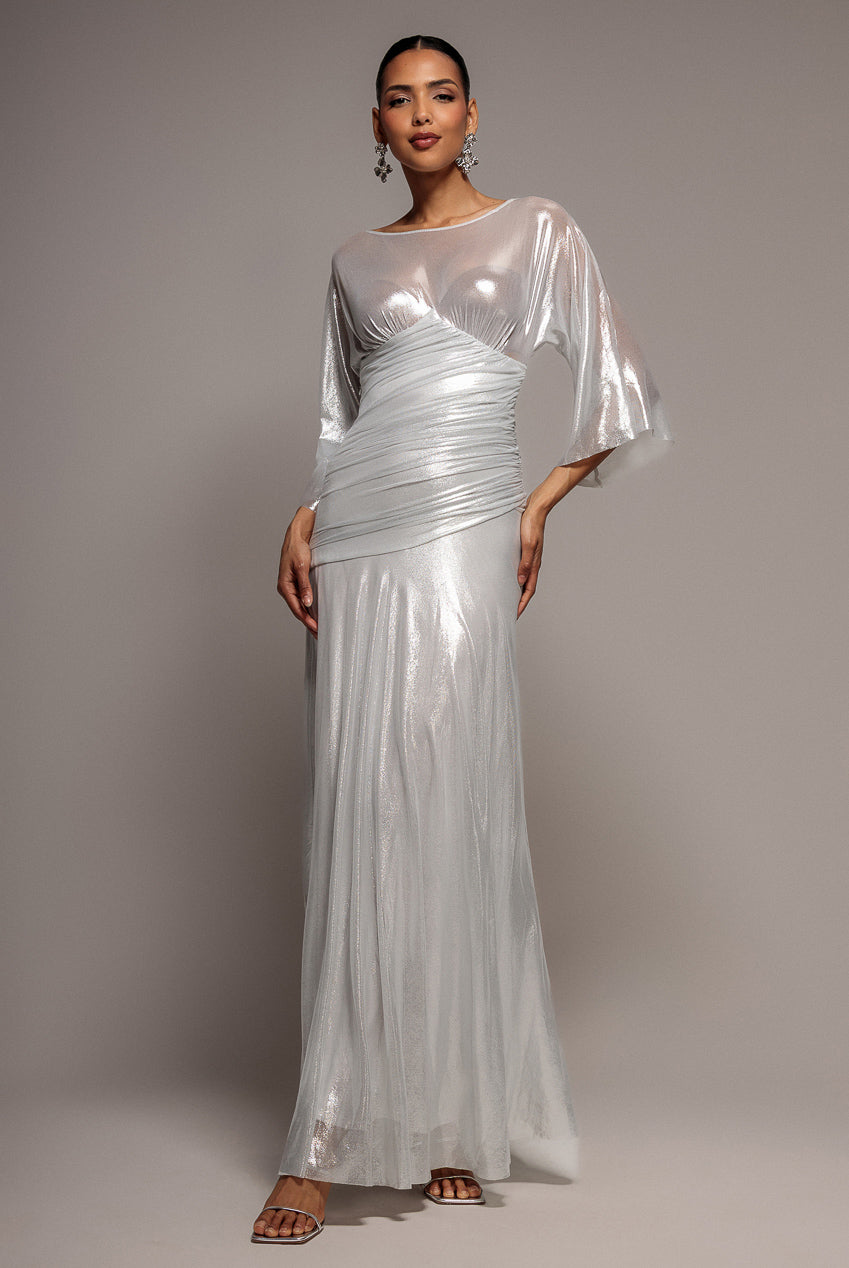 Gravity Defying Naked Maxi Dress - Silver DR5051