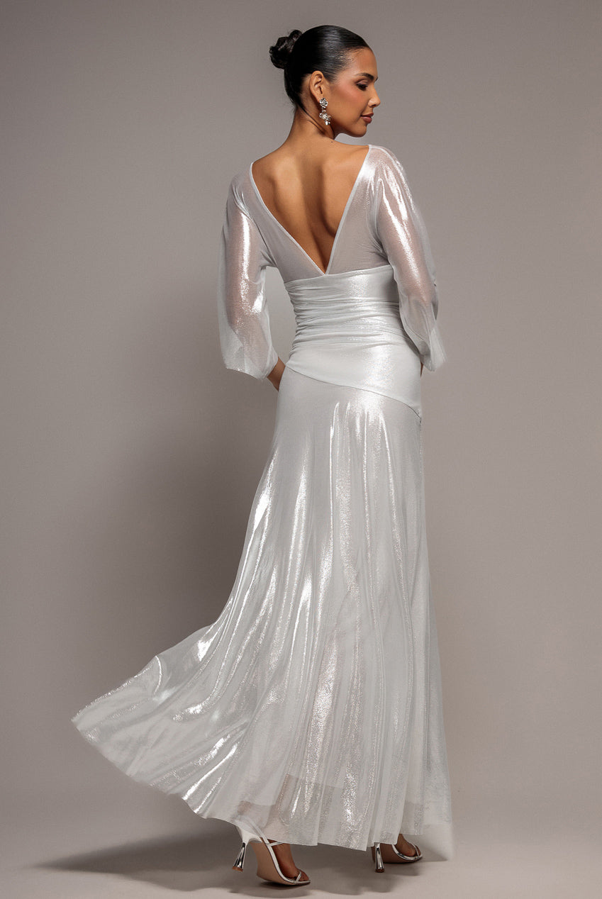 Gravity Defying Naked Maxi Dress - Silver DR5051