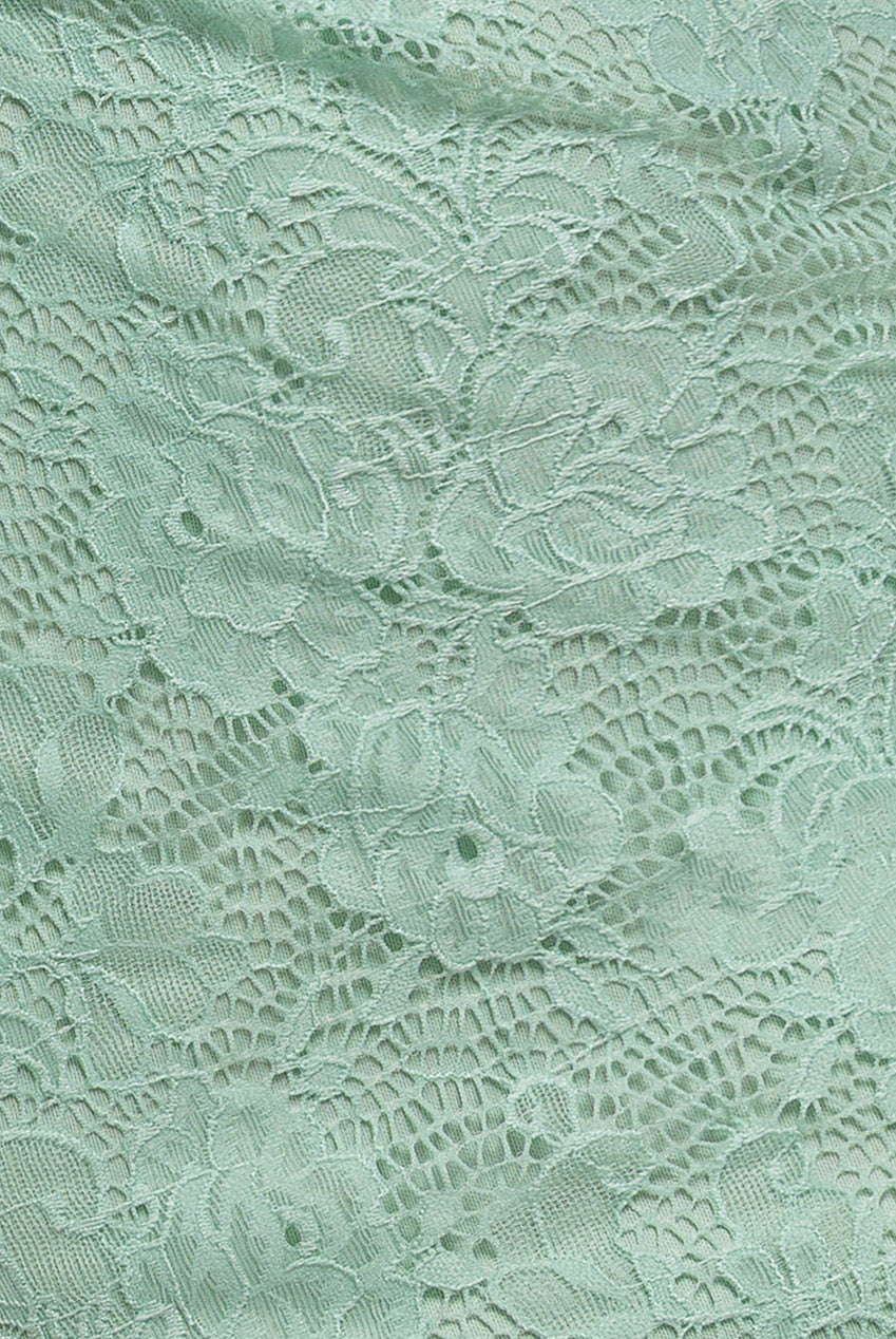 One Shoulder Cape Sleeve Pleated Lace Maxi Dress - Mint Green DR5065