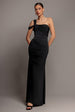 One Shoulder Asymmetric Twist Maxi Dress - Black by Goddiva