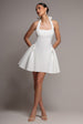 Corset Fit And Flare Halter Neck Skater Mini Dress - White by Goddiva