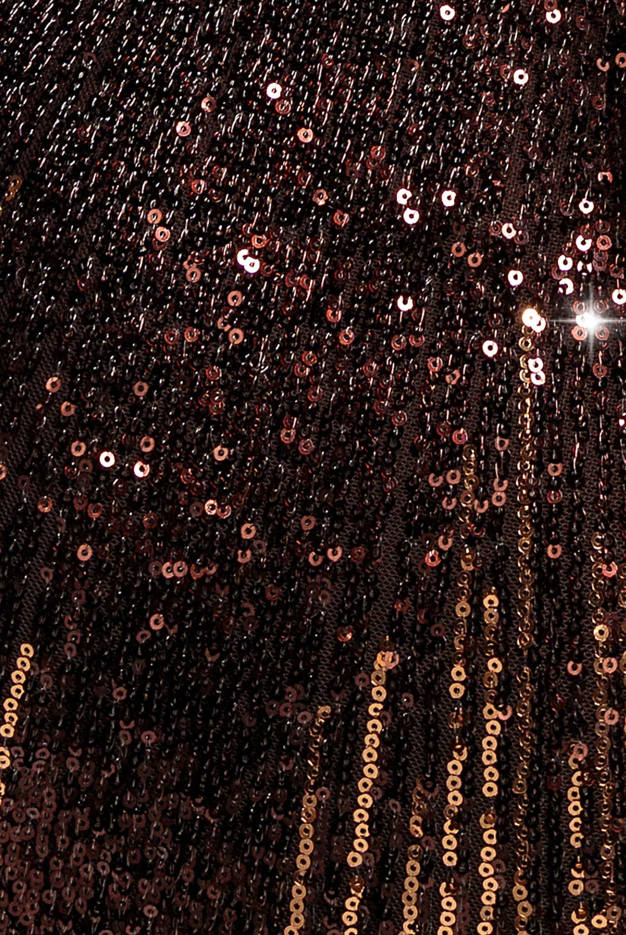 Ombre Sequin Mosaic Halter Neck Maxi Dress - Brown DR5110