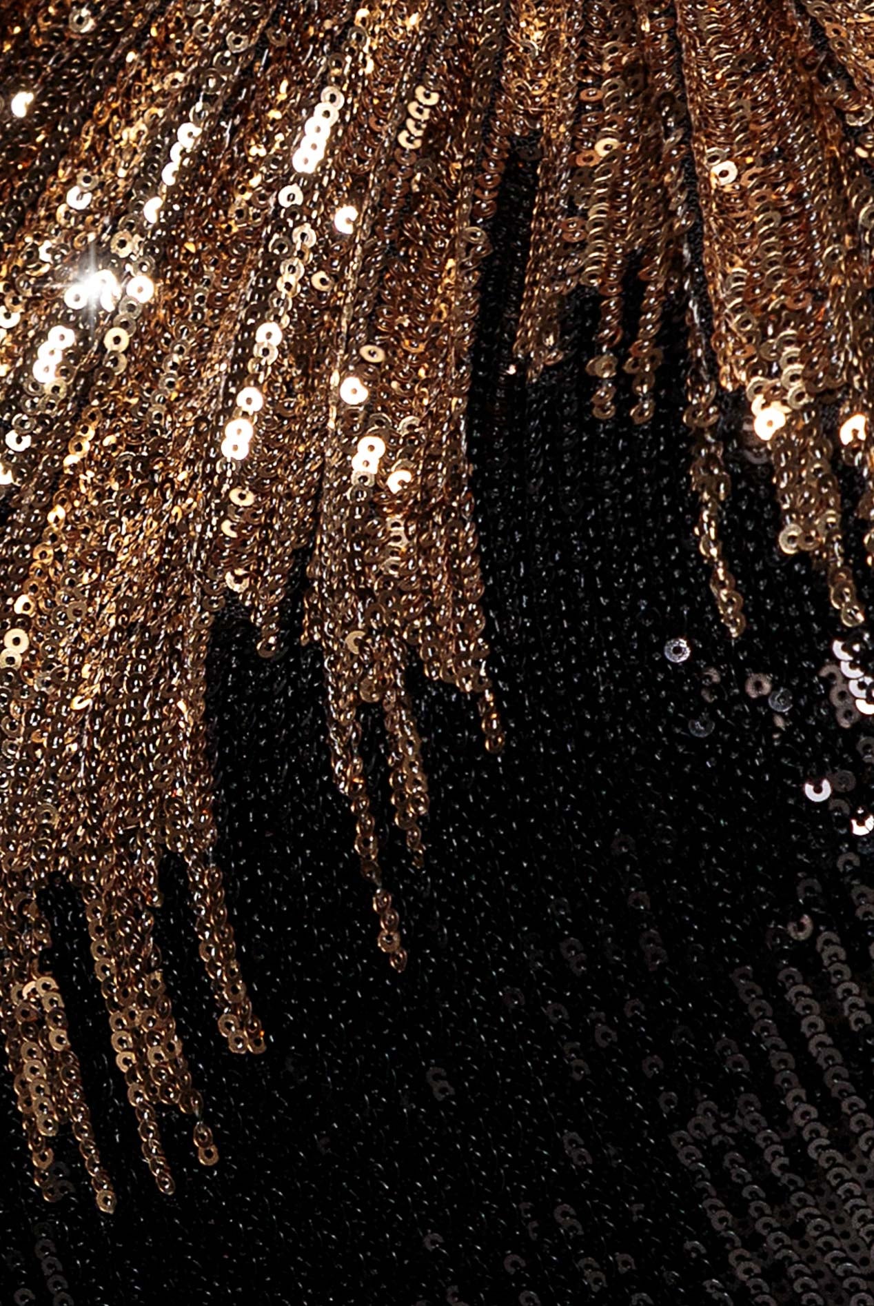 Ombre Sequin Mosaic Halter Neck Maxi Dress - Gold DR5110