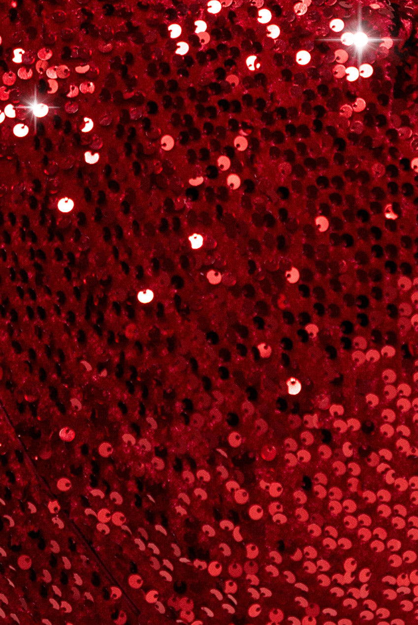 Sequin & Velvet V Neck Cross Back Maxi Dress - Red DR5111