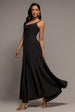 Strapless Fit & Flare A Line Maxi Dress - Black by Goddiva