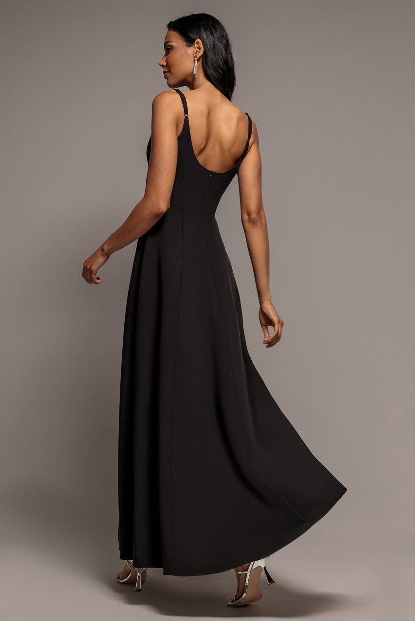 Strapless Fit & Flare A Line Maxi Dress - Black DR5114