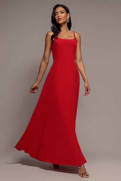 Red - Strapless Fit & Flare A Line Maxi Dress - Red by Goddiva