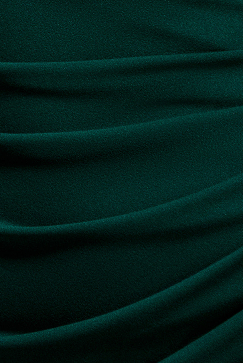 Cap Sleeve Pleated Asymmetric Maxi Dress - Emerald Green DR5115
