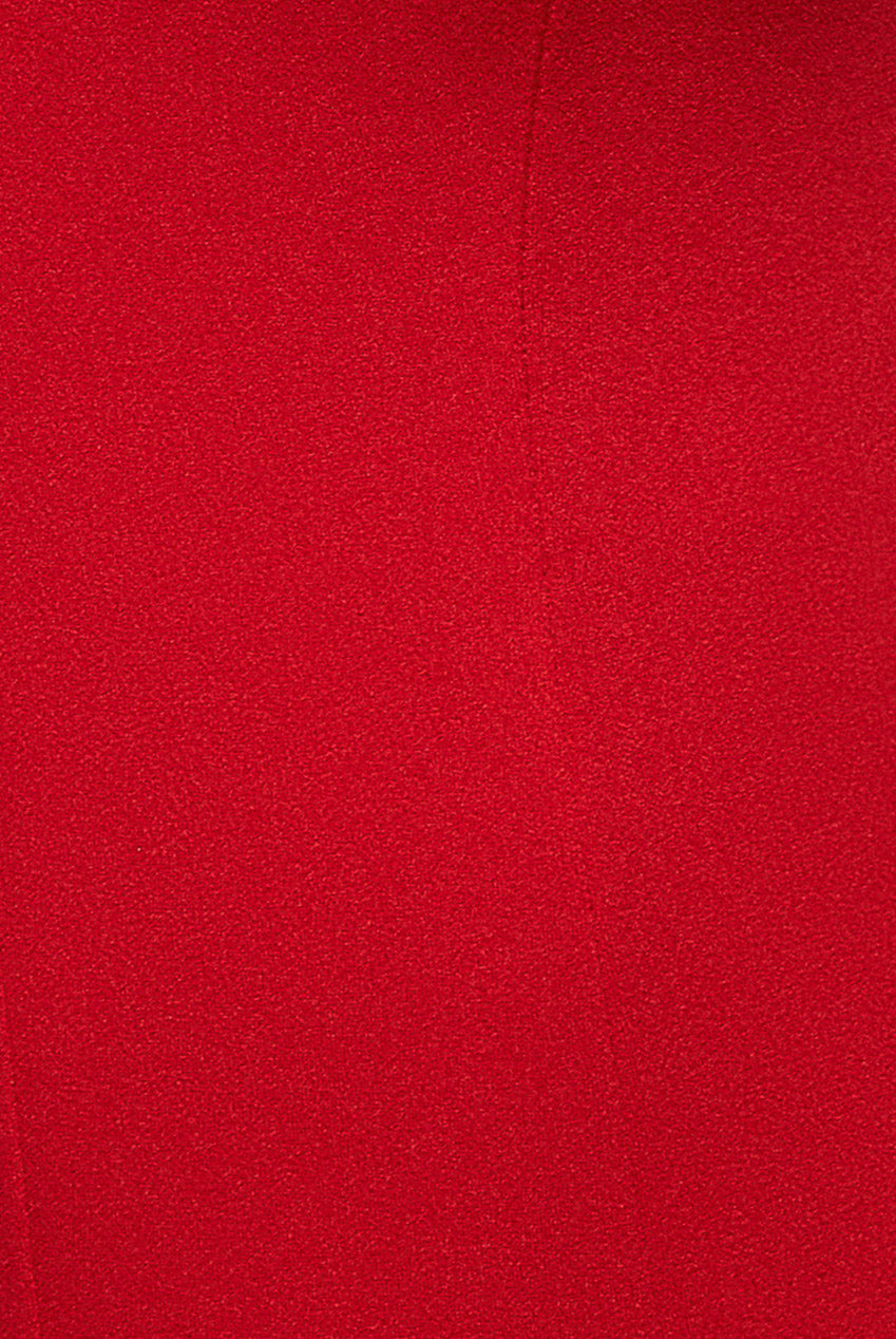 Capped Sleeve V Neck Pleated Fit & Flare Maxi Dress - Red DR5117