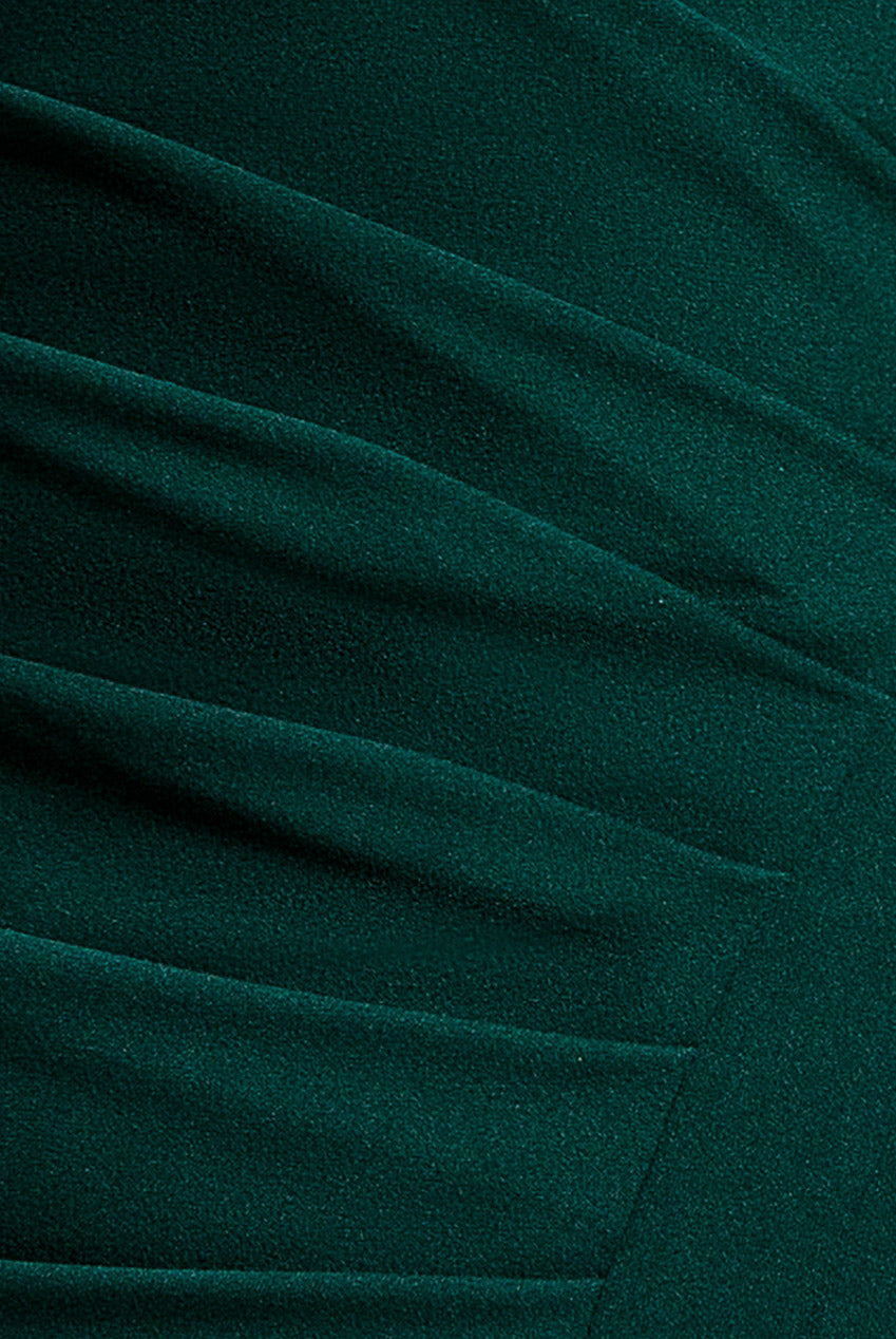 Off Shoulder Pleated Waist Asymmetric Midaxi Dress - Emerald Green DR5137
