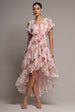 Flutter Sleeve Chiffon Midaxi Wrap Dress - Blush Pink by Goddiva