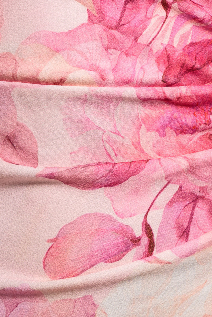 Printed Cowl Neck Pleated Waist Maxi Dress - Blush Pink DR5186
