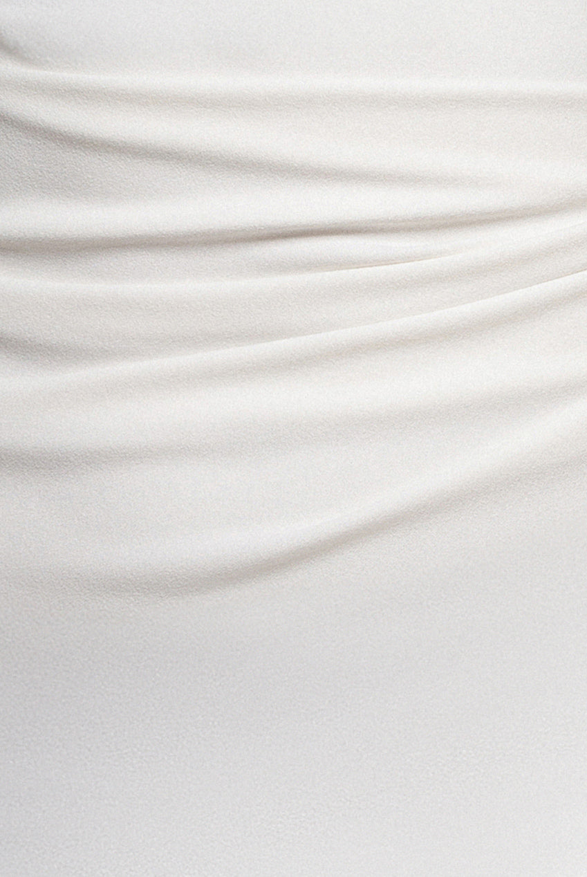 Asymmetric One Shoulder Front Split Scuba Crepe Maxi Dress - White DR5200