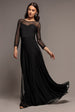 Sheer Sleeve Dobby Mesh Sweetheart A Line Maxi Dress - Black by Goddiva