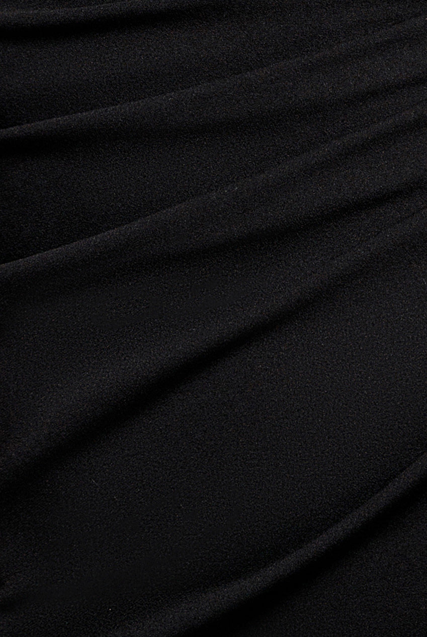 Pleated Asymmetric Bodice  Mermaid Maxi Dress - Black DR5277
