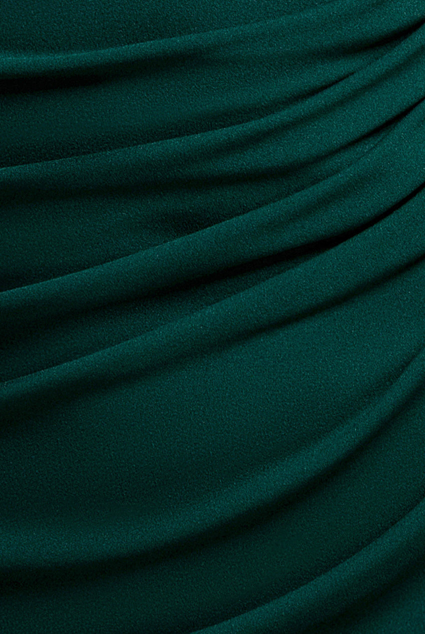 Pleated Asymmetric Bodice  Mermaid Maxi Dress - Emerald Green DR5277