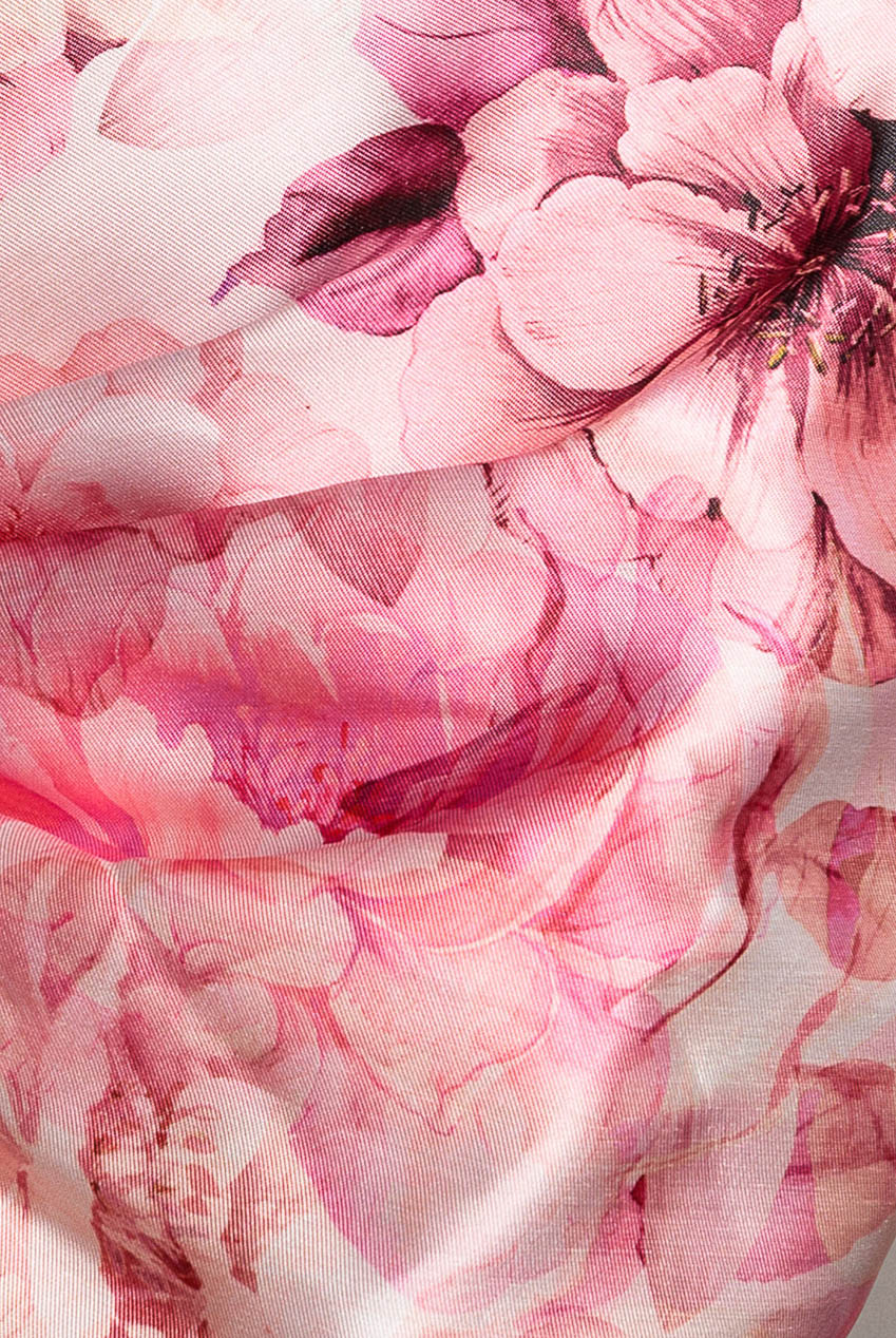Printed Off Shoulder Satin Bow Back Maxi Dress - Blush Pink DR5282
