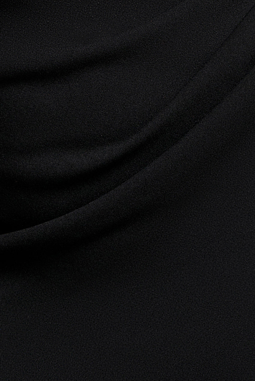 Pleated Bardot Wrap Mermaid Maxi Dress - Black DR5289