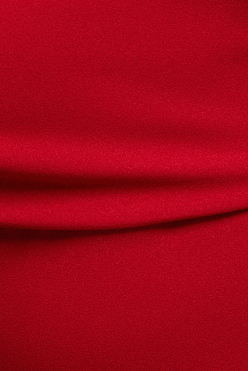 Pleated Bardot Wrap Mermaid Maxi Dress - Red DR5289