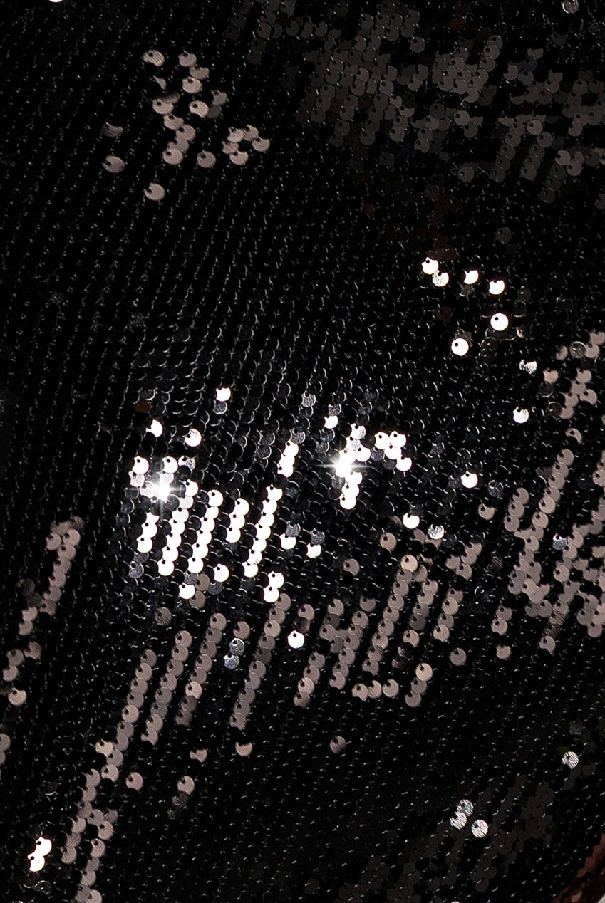 Sleeveless Square Neck Sequin Mermaid Maxi Dress - Black DR5290