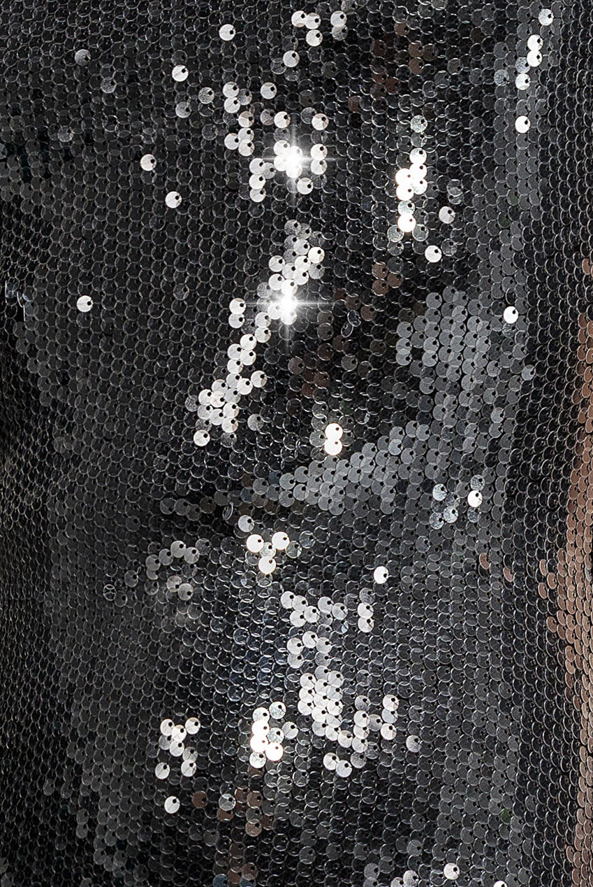 Sleeveless Square Neck Sequin Mermaid Maxi Dress - Silver DR5290