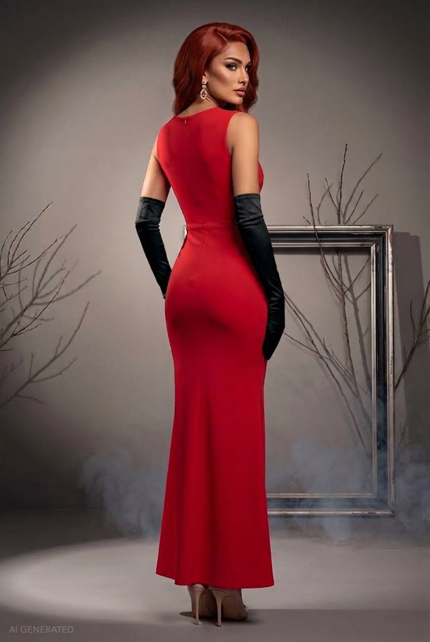 Sleeveless Bodycon Maxi Jessica Rabbit-Inspired Halloween Costume - Red DR5291-HAL