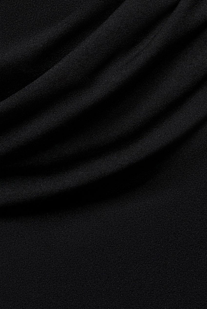 Sleeveless Waist Pleated Scuba Crepe Maxi Dress - Black DR5291