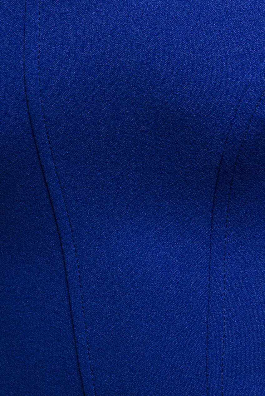 Sleeveless Waist Pleated Scuba Crepe Maxi Dress - Royal Blue DR5291