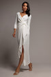 Front Wrap Asymmetric Hem Scuba Maxi Dress - White by Goddiva