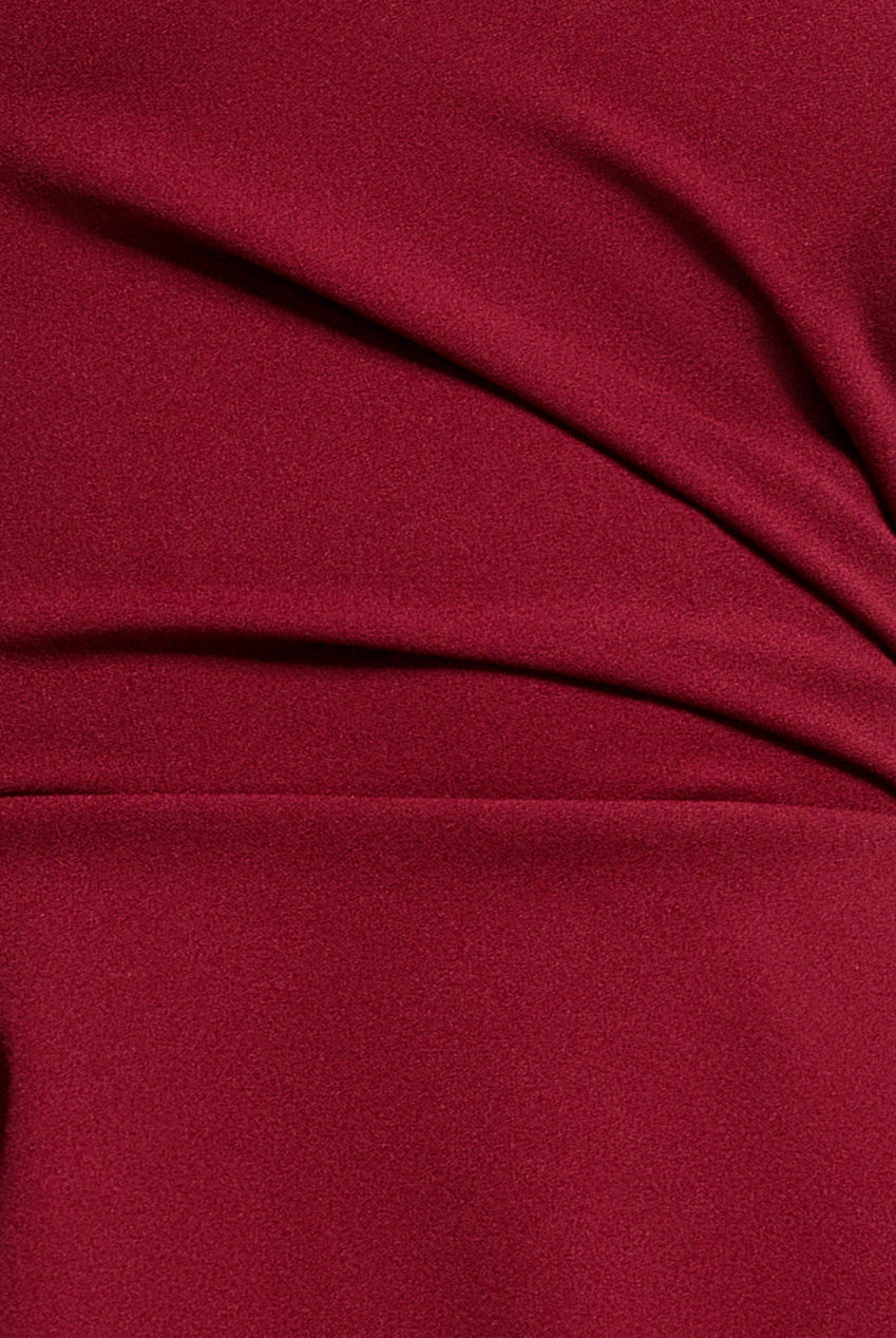 Cap Sleeve Sweetheart Peplum Scuba Maxi Dress - Burgundy DR5302
