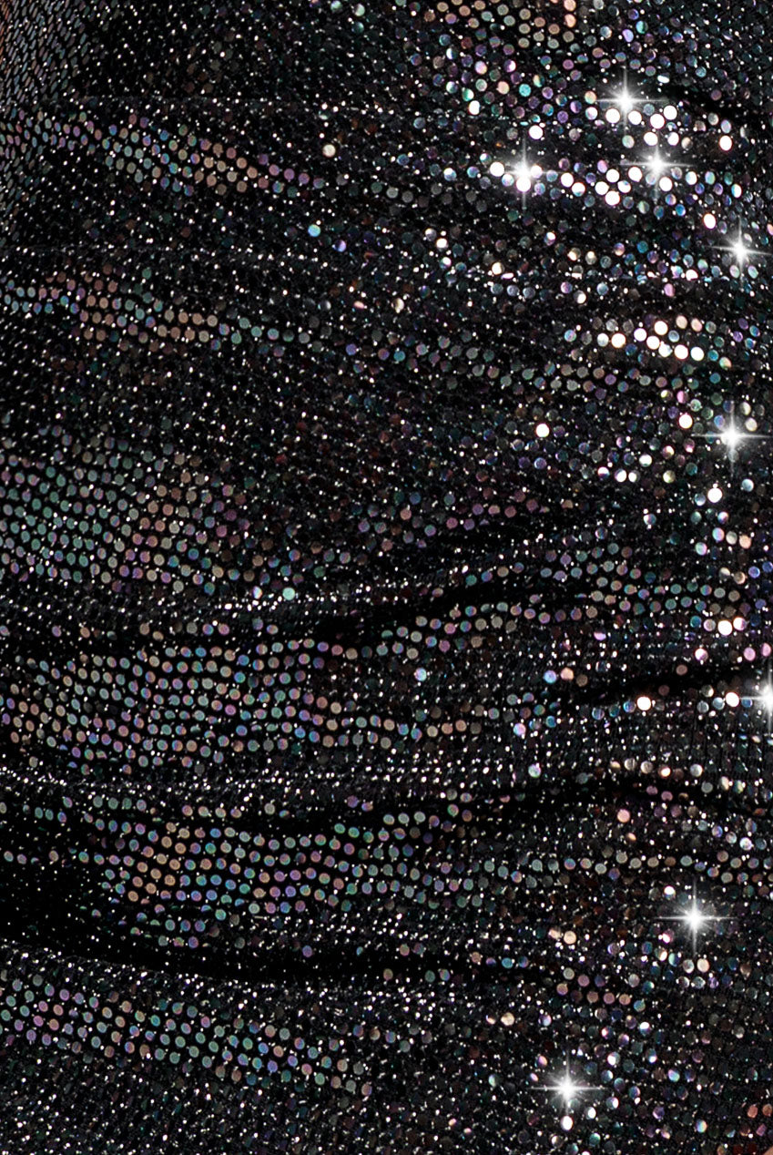 Sequin Lurex Off Shoulder Cowl Bardot Maxi Dress - Black Multi DR5332