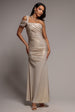One Shoulder Asymmetric Twist Foil Maxi Dress - Gold by Goddiva