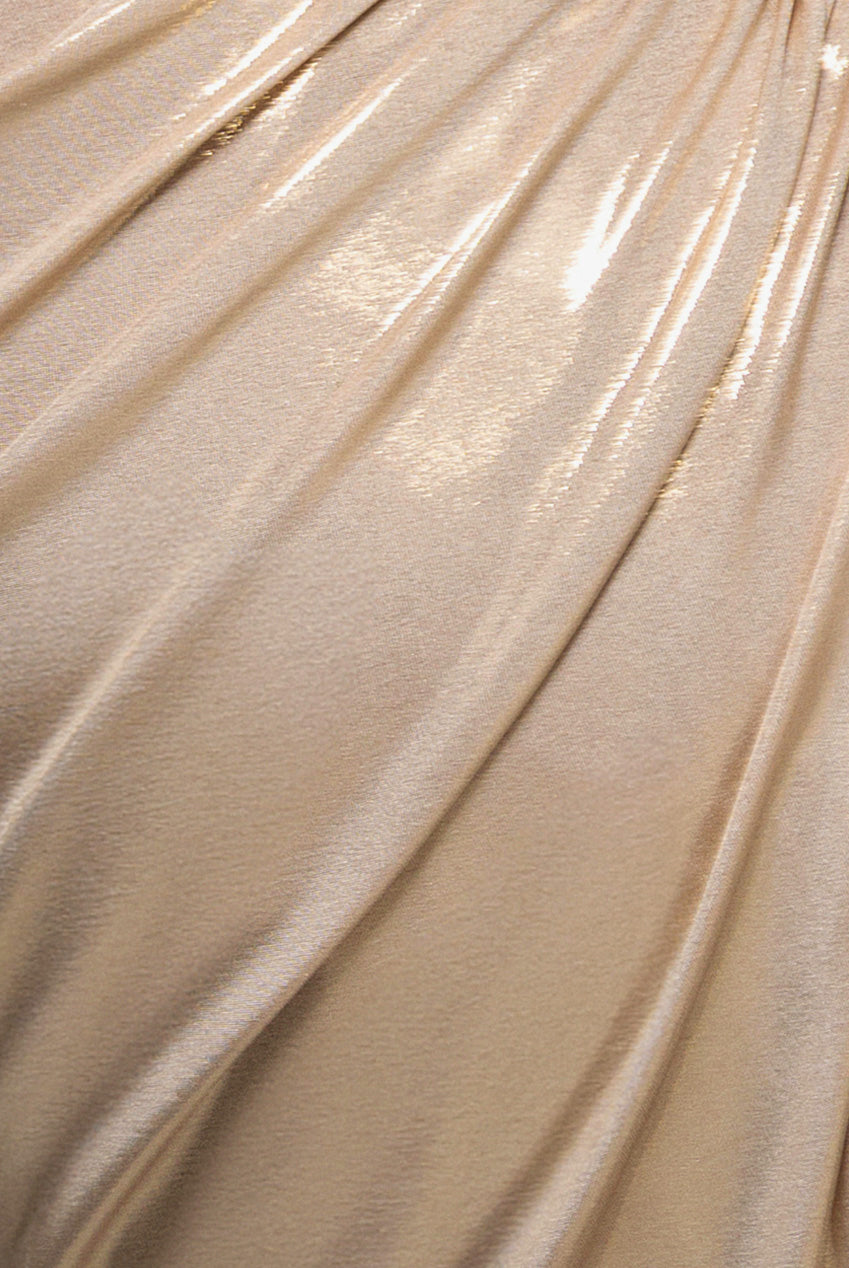 Off The Shoulder Corset Wrap Corset Foil Maxi Dress - Gold DR5364