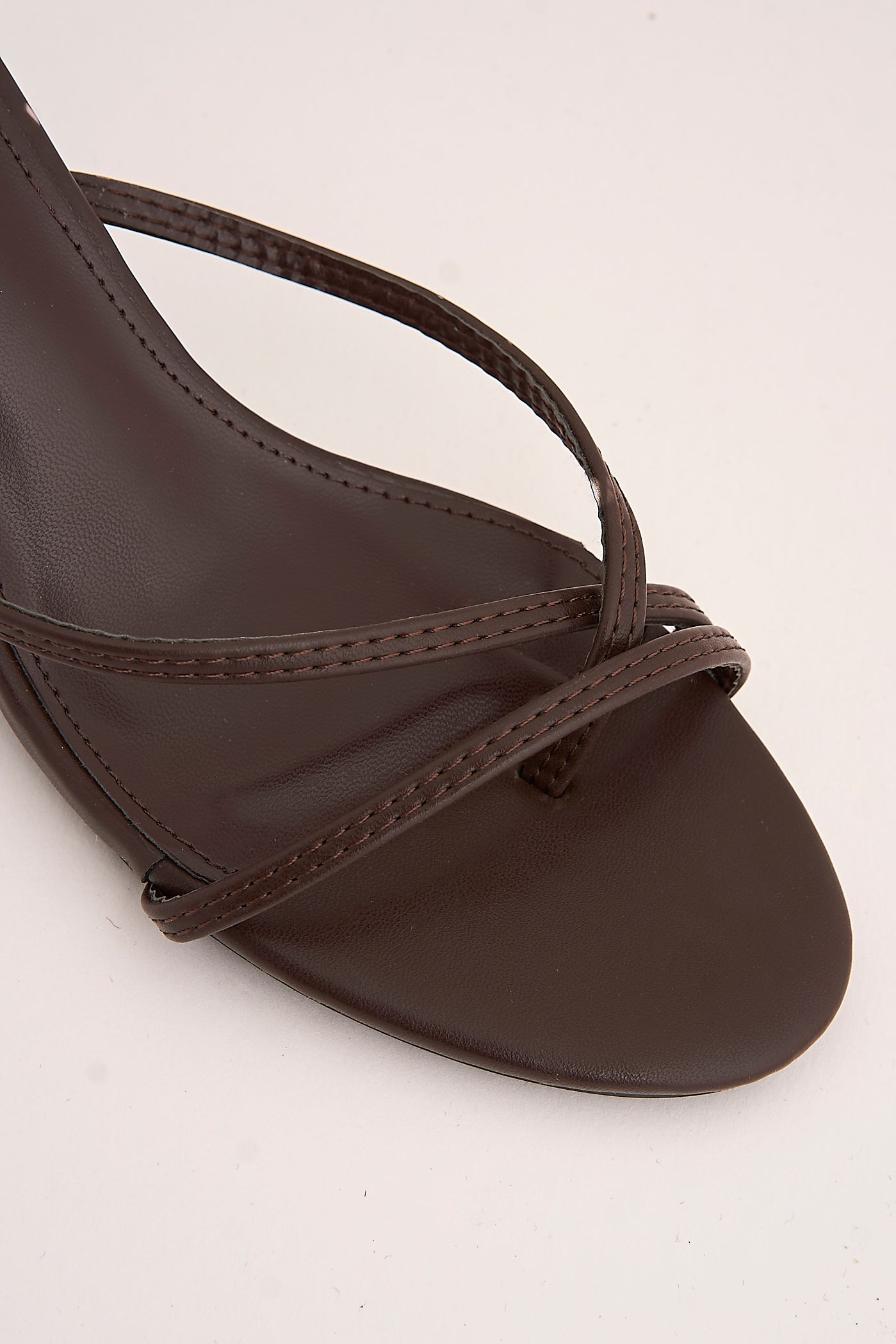 Sylvia Toepost Strappy Slip On Kitten Heel Mules In Brown XL-6-BRN