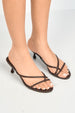 Sylvia Toepost Strappy Slip On Kitten Heel Mules In Brown by Miss Diva