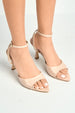 Marisol Pointed Toe Peeptoe Anklestrap Heeled Sandals In Nude by Miss Diva