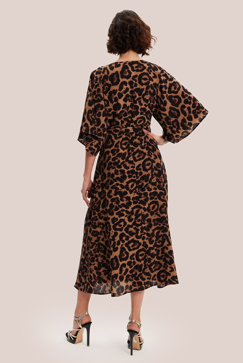 Leopard Midi Dress With Short Sleeves EH2065