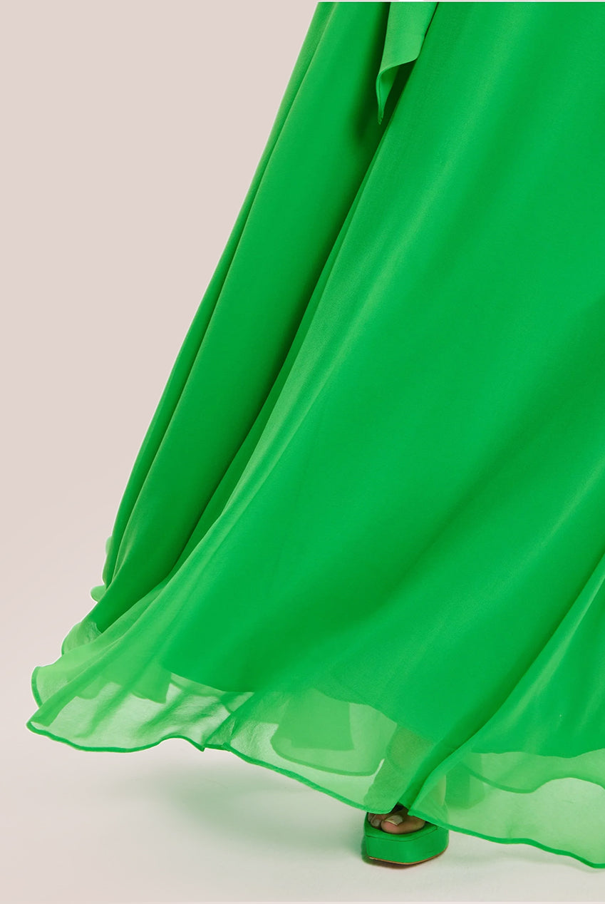 Leaf Detail Maxi Dress In Green ELF001010