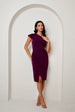 One Shoulder Wrap Detail Midi Dress In Purple by Chi Chi