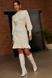 Balloon Sleeve Cable Knit Mini Jumper Dress In Cream by Chi Chi London