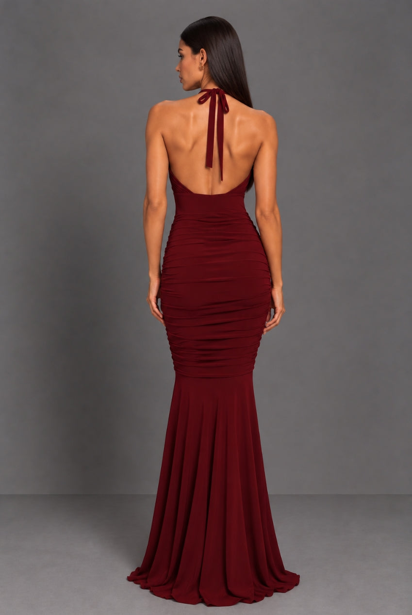 Erin Berry Halter Neck Backless Maxi Dress HG_ERIN_BERRY_MAXI
