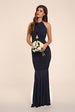 Erin Navy Halter Neck Backless Maxi Dress by Honor Gold