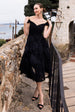 Scuba & Textured Chiffon A Line Midi Dress - Black by Goddiva