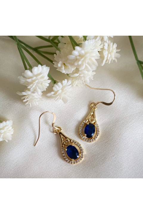 Wisteria London Esmeralda Blue Teardrop Earrings