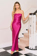 Urban Touch Strapless Folded Bust Satin Maxi Dress