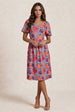 Square Neck Floral Midi Dress In Blue by Chi Chi London